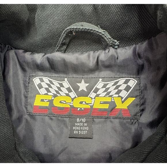 Vintage 90s Chevrolet Racing NASCAR Bomber Jacket Child 8/10 Black Essex Chevy - Picture 5 of 10